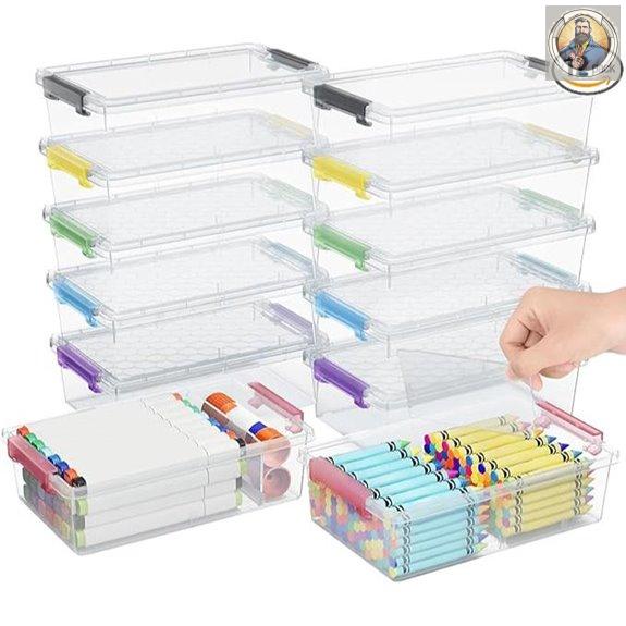 12-Pack Large Clear Pencil Boxes with Dividers