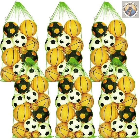 6 Pack Large Mesh Ball Storage Bags