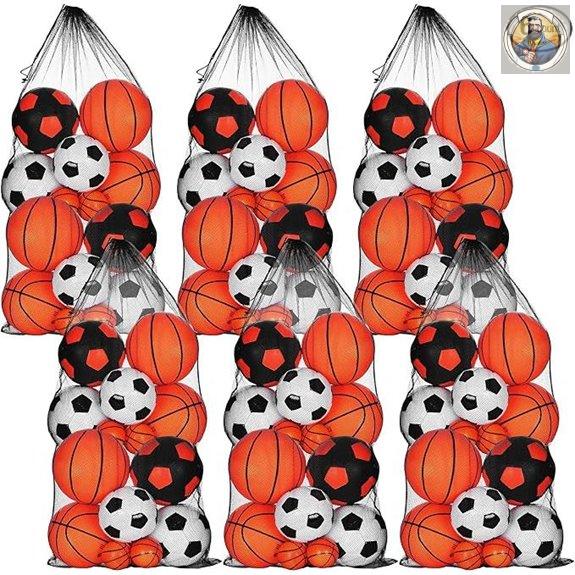 6 Pack Large Mesh Sports Equipment Bags