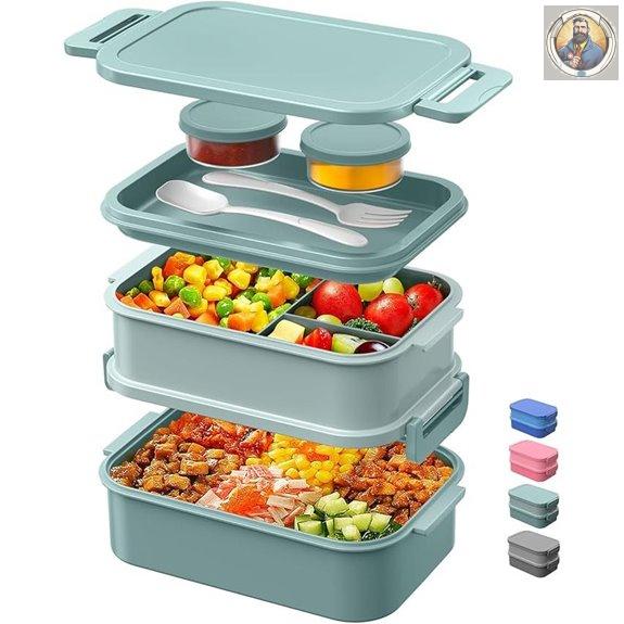 DaCool 74oz Stackable Bento Lunch Box with Accessories