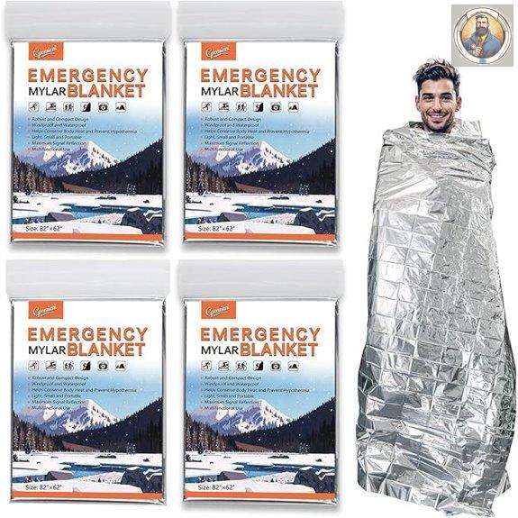 4 Pack Large Emergency Mylar Thermal Survival Blankets