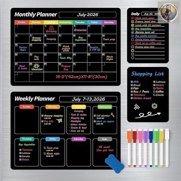 FINDMAG 4 Pack Magnetic Dry Erase Board Set