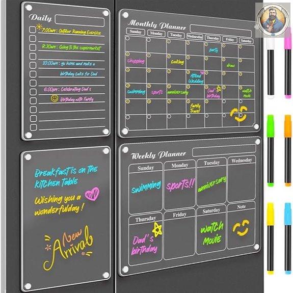 DIYMAG Magnetic Fridge Calendar with Markers (4 pcs)