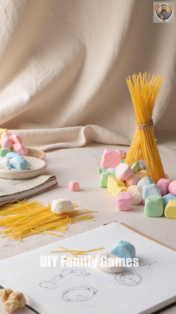 marshmallow and spaghetti tower
