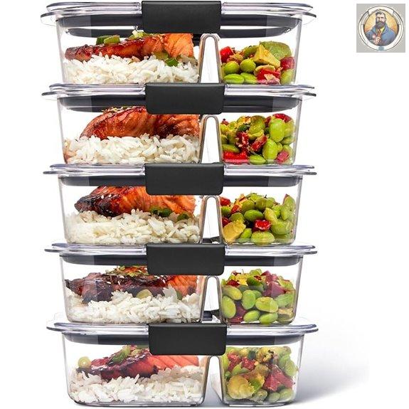 Rubbermaid Brilliance 2-Compartment Meal Prep Containers (5-Pack)