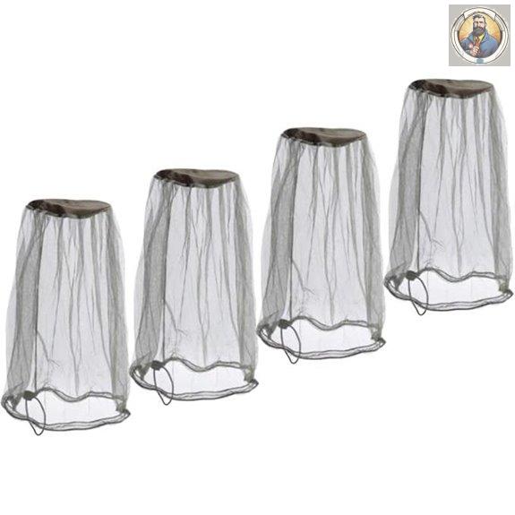 Premium Mesh Mosquito Head Net Outdoor Pack of 4 Face Neck Fly Netting Hood