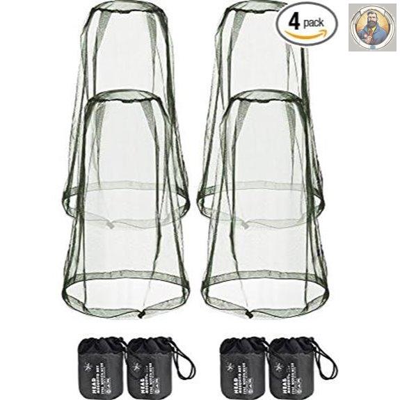 HESTYA 4 Pack Mosquito Head Mesh Net (Army Green)