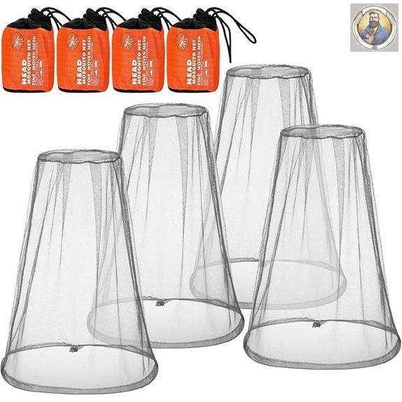 HESTYA 4 Pack Mosquito Bug Net Mesh for Head