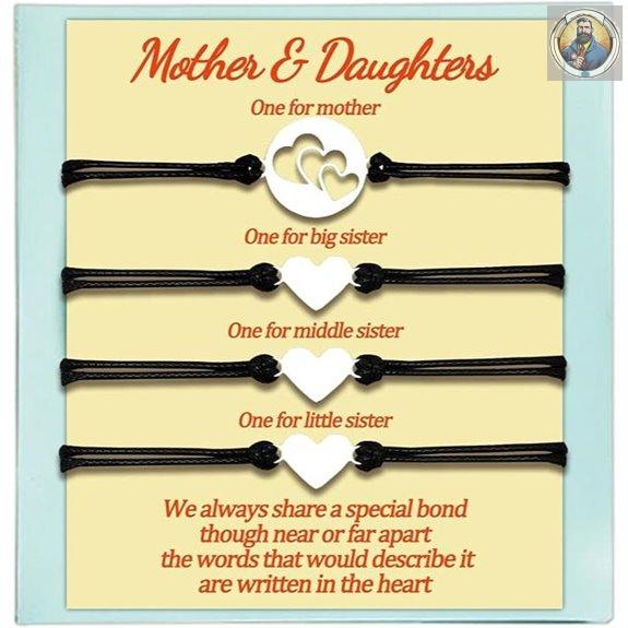 Mother & Daughters Heart Love Bracelets (Set of 4)
