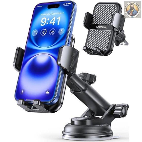 3-in-1 Car Phone Holder with Strong Suction