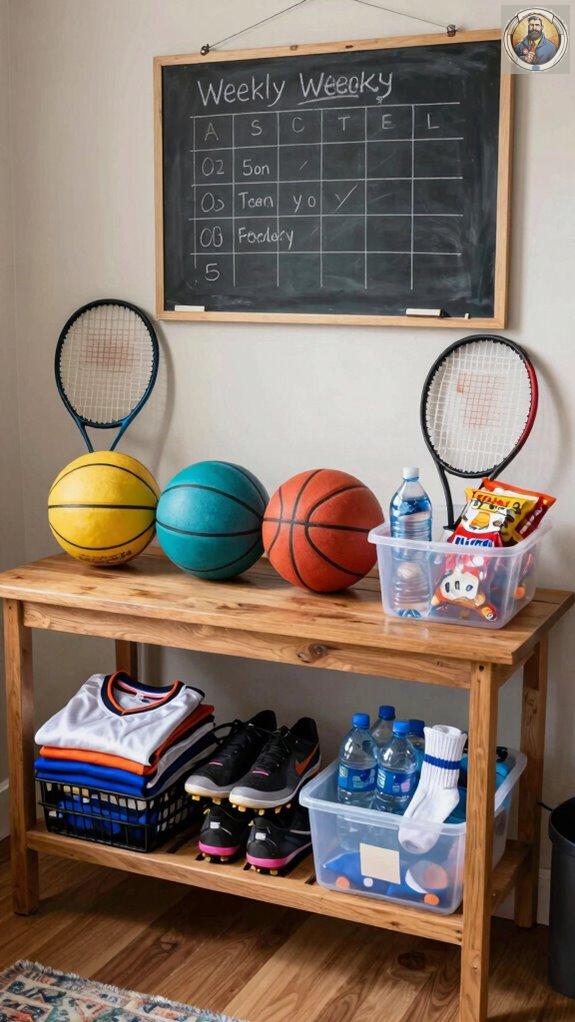 organize sports gear weekly