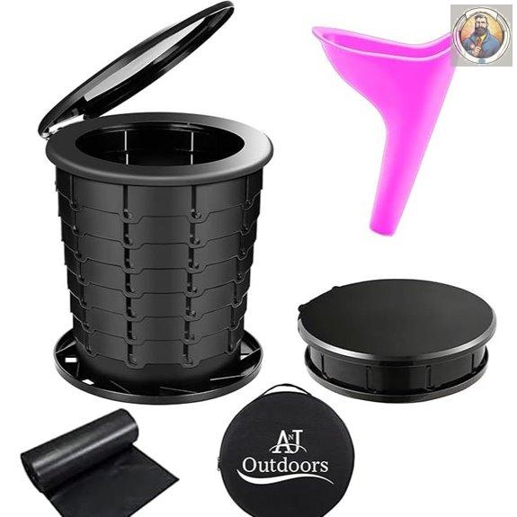 Retractable Camping Toilet with Urinal and Adjustable Height