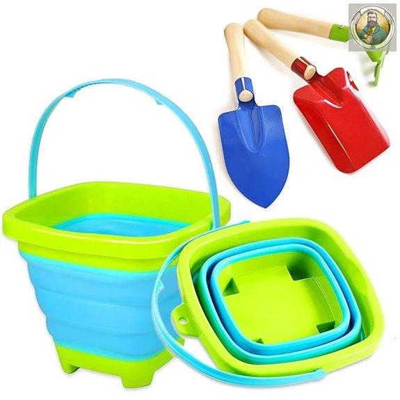 Collapsible Beach Buckets & Shovels for Kids