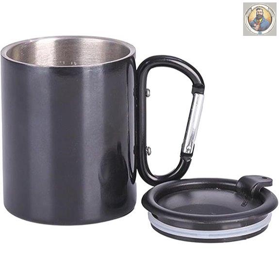 Portable Carabiner Handle Mug with Lid