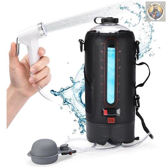 HappyPo Portable Camping Solar Shower with Pump