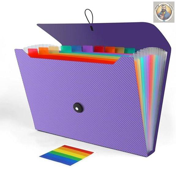 Accordion File Organizer with 13 Pockets Purple