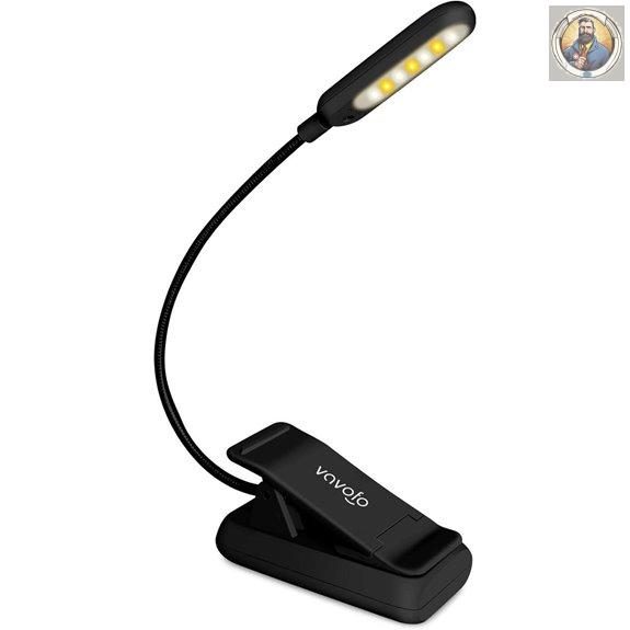 VAVOFO Rechargeable Clip-On Book Light with 9 Brightness Levels