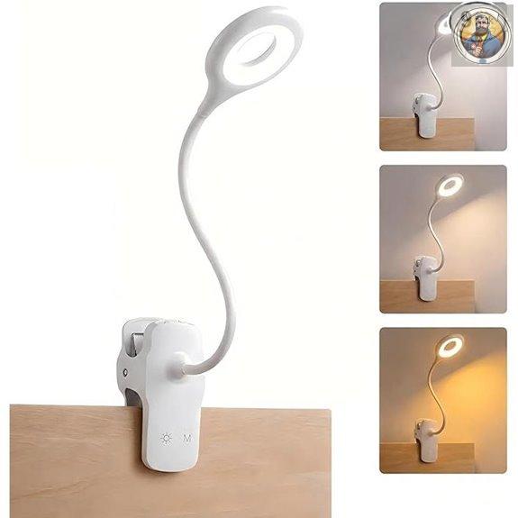 LACOKI Rechargeable Clip-On Reading Light with Brightness
