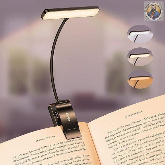 Gritin Rechargeable Book Light with Memory & Dimming