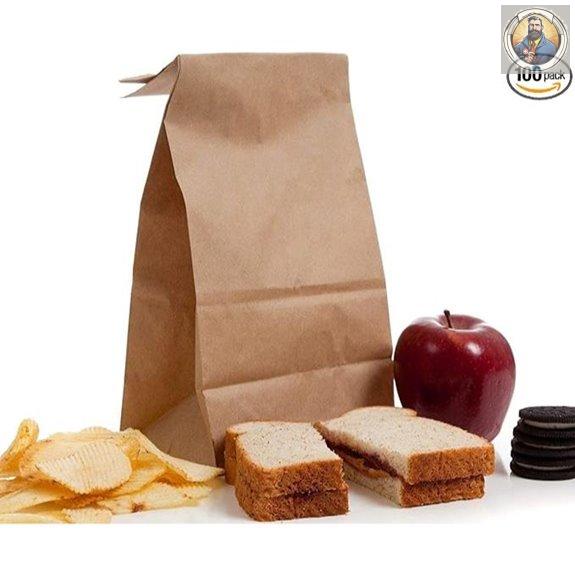 BagDream Recyclable Brown Lunch Paper Bags (100 Pack)