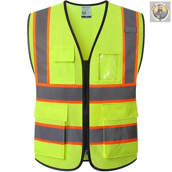 Reflective Mesh Safety Vest with Pockets and Zipper