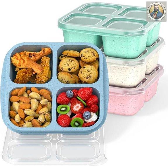 Bento Snack Boxes 4-Pack Reusable Meal Containers