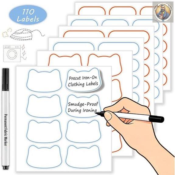 Washable Iron-On Fabric Labels (110 Pcs)