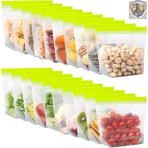 20 Pack Reusable Sandwich Bags - Leakproof & Microwave Safe