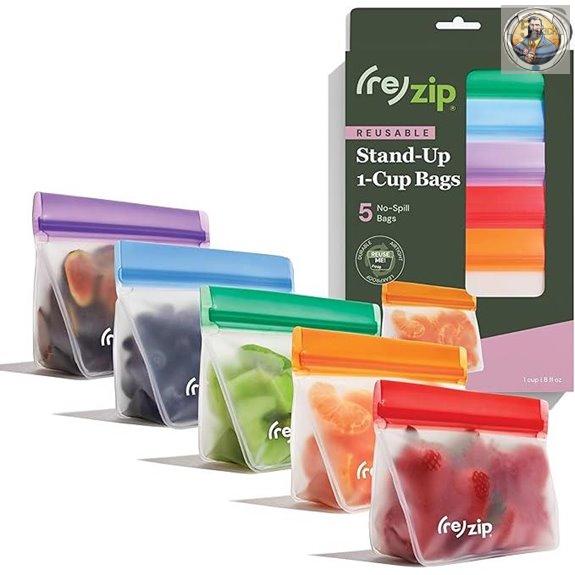 re) zip 5-Pack Reusable Snack Bags Leakproof Food Grade