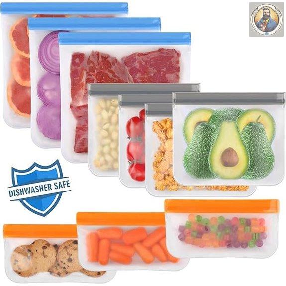 Lerine 10 Pack Reusable Leakproof Food Storage Bags