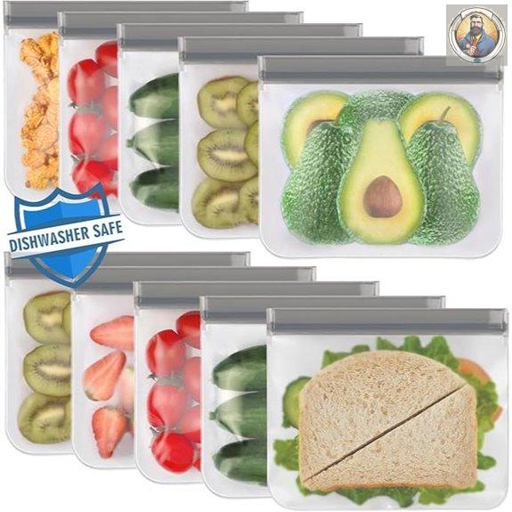 Lerine Reusable Sandwich Bags Dishwasher Safe 10 Pack