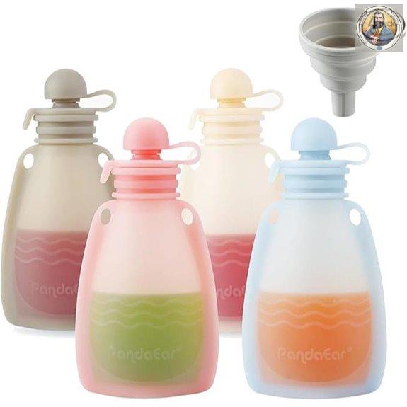 PandaEar Reusable Silicone Baby Food Pouches (4 Pack)