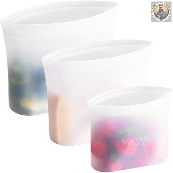 Winrock Reusable Silicone Food Storage Bags (3 Pack)