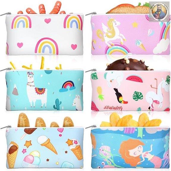 Chumia Reusable Snack Bags 6 Pack Silicone Zipper