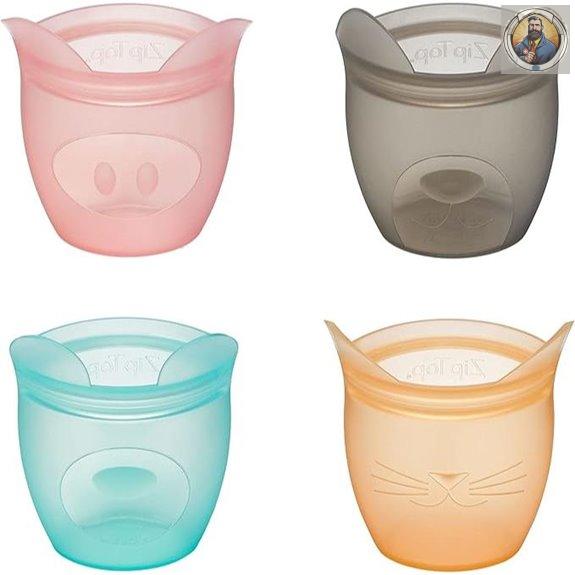 Zip Top Reusable Silicone Snack Containers (Set of 4)
