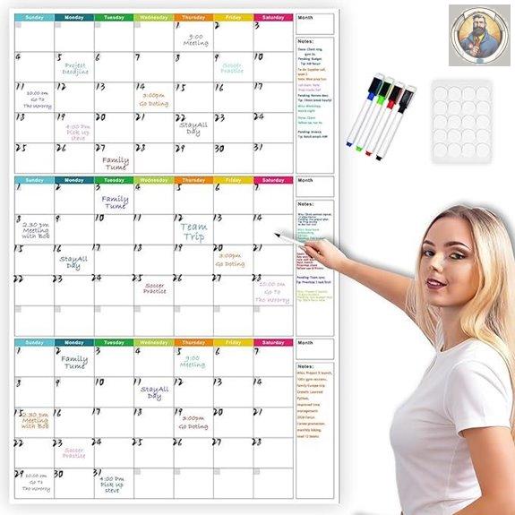 Dry Erase Wall Calendar Reusable 24x36