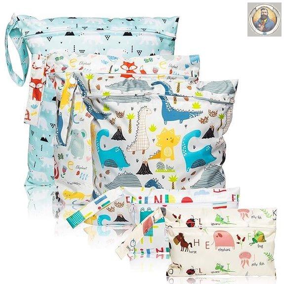 Waterproof Reusable Diaper Travel Wet Dry Bags (5 Pack)