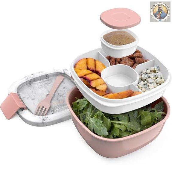 Bentgo Salad Container with 4-Compartment Toppings Tray