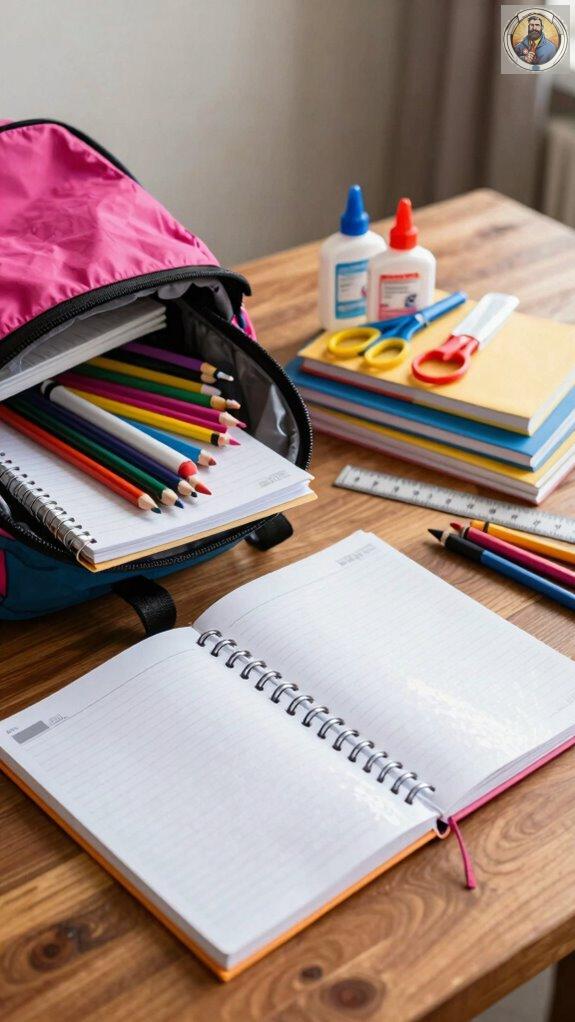 school supplies and organization
