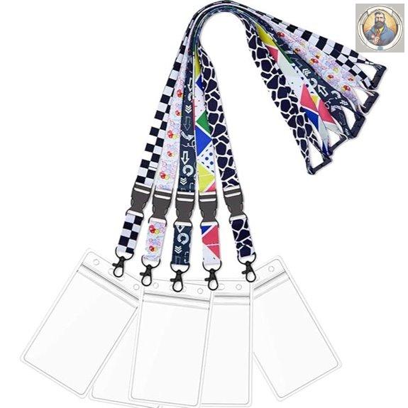 AMUU 5 Pack Adjustable ID Badge Lanyards