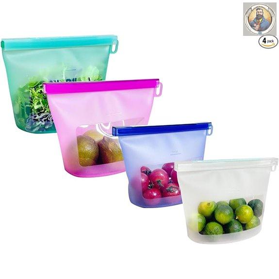 Reusable Silicone Food Storage Bags (Set of 4)