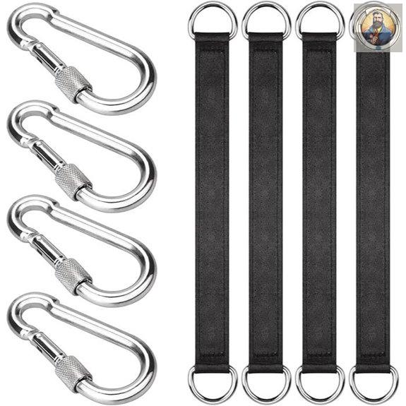 4 Pack Tree Swing Straps with Carabiners 24cm