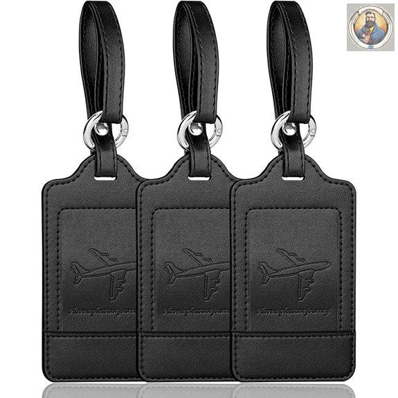3 Pack Leather Luggage Tags for Travel