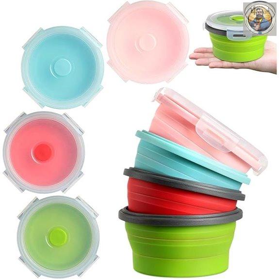 Suclain 4 Pack Collapsible Silicone Lunch Bowls