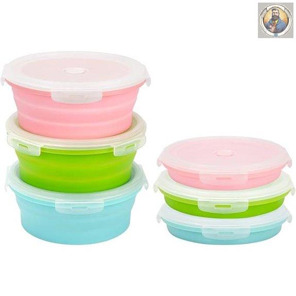 3-Pack Collapsible Silicone Food Containers with Lids