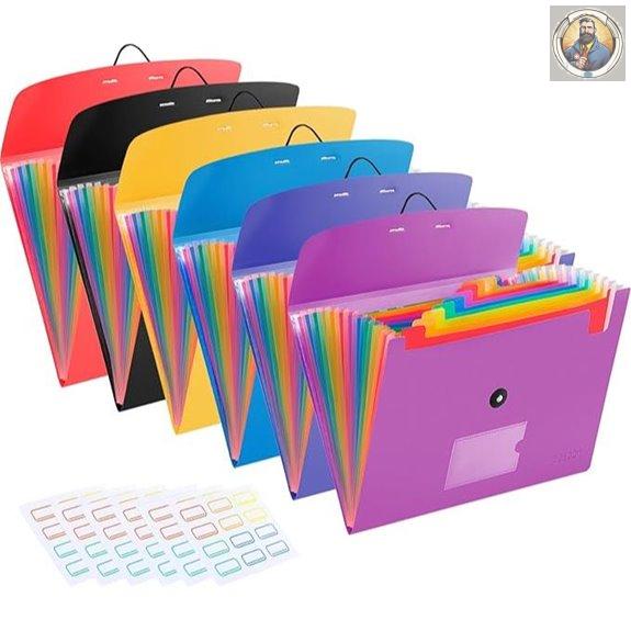 6 Pack Accordion File Organizer with 13 Pockets