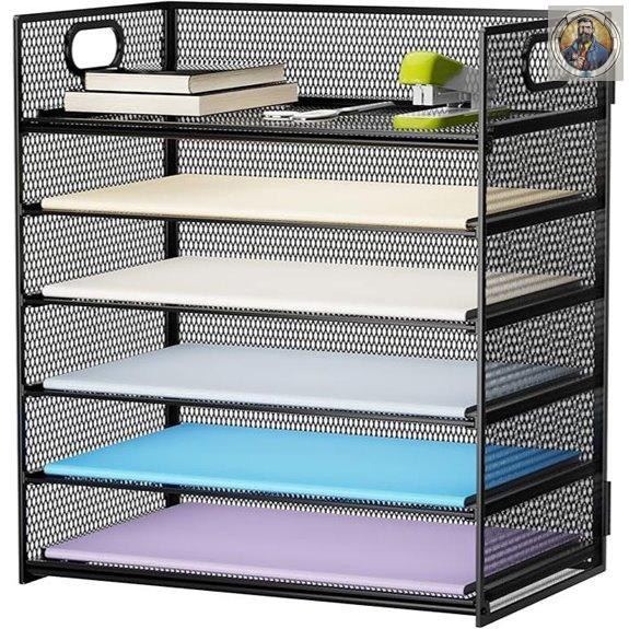 Marbrasse 6-Tier Mesh Desk Paper Organizer Black