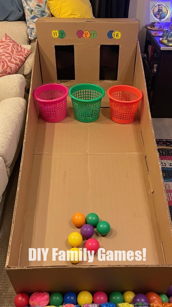 skee ball laundry basket setup