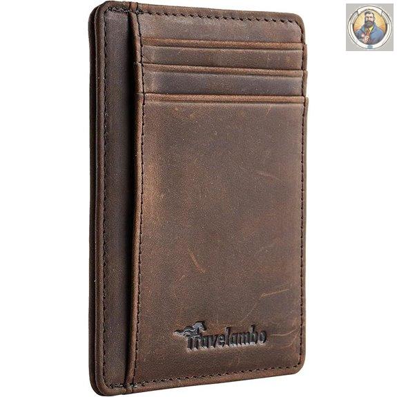 Travelambo Slim RFID Leather Wallet for Front Pocket