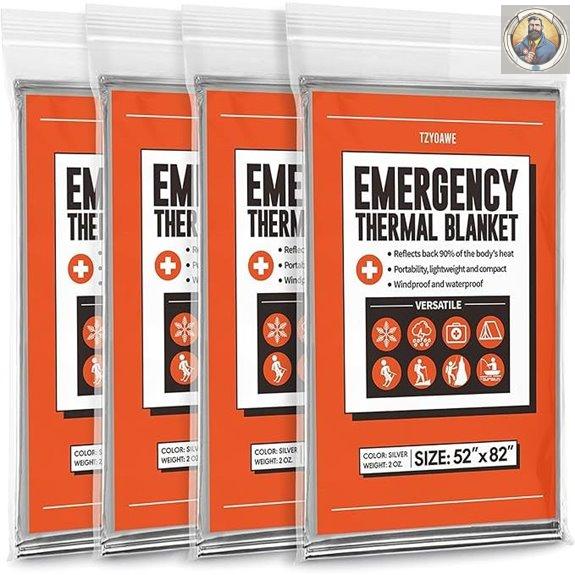 Emergency Thermal Blankets,4 Pack,Space Mylar Blanket Survival kit